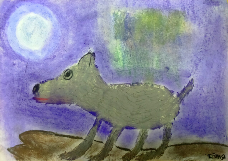Волк рисунок детский