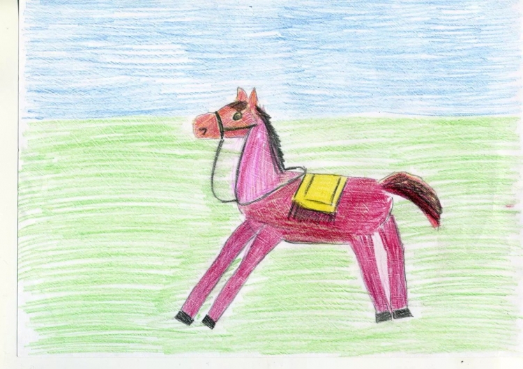 Конь рисунок детский