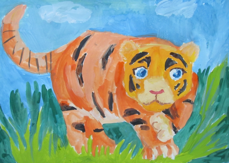 Детские рисунки тигра