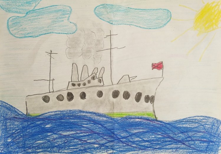 Крейсер Аврора рисунок детский