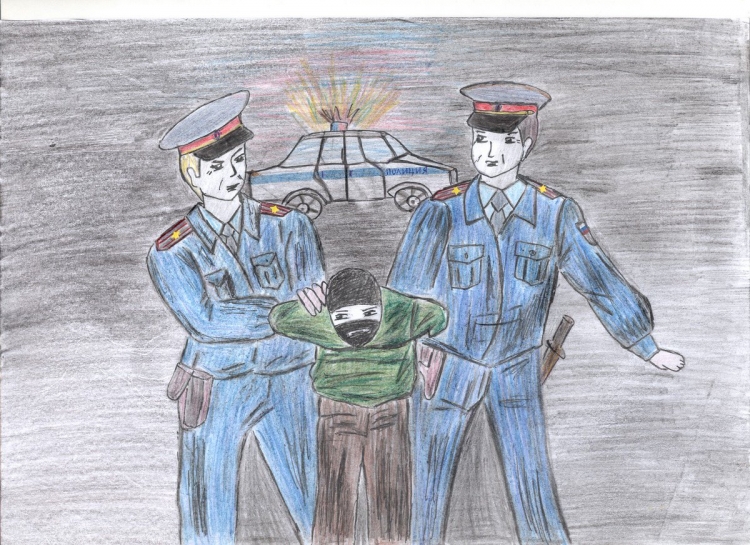 Детский рисунок профессия полицейский