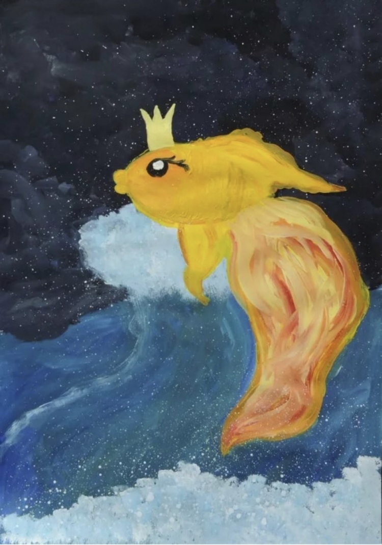 Детские рисунки к сказке Золотая рыбка