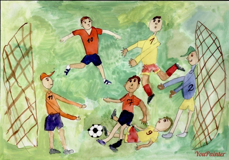Детский рисунок игра в футбол