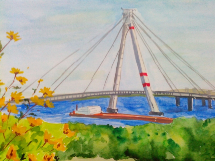 Октябрьский мост Череповец рисунок детский