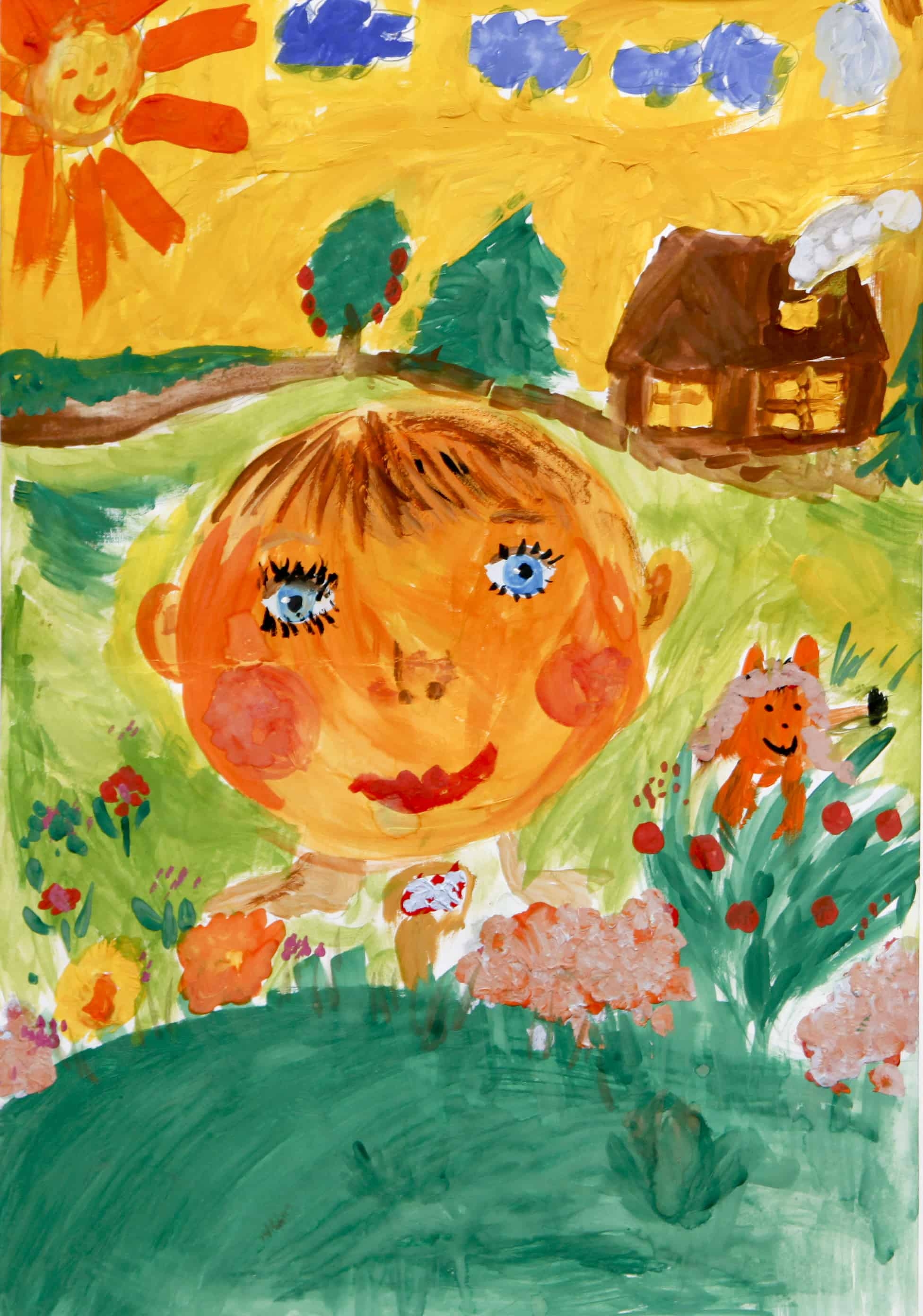 Рисунок красками для детей 5. Детский рисунок. Детские рисунки красками. Рисование Колобок. Красивые детские рисунки.
