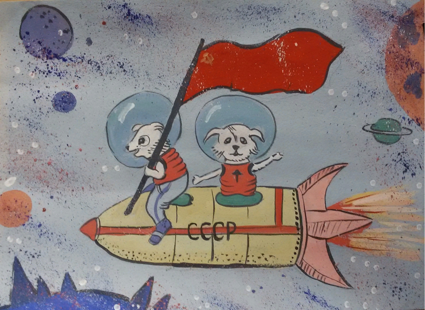 Рисунок на тему космос. Рисунок ко Дню космонавтики. Детские рисунки на тему космос. Рисование на тему день космонавтики. Детские картинки ко дню космонавтики