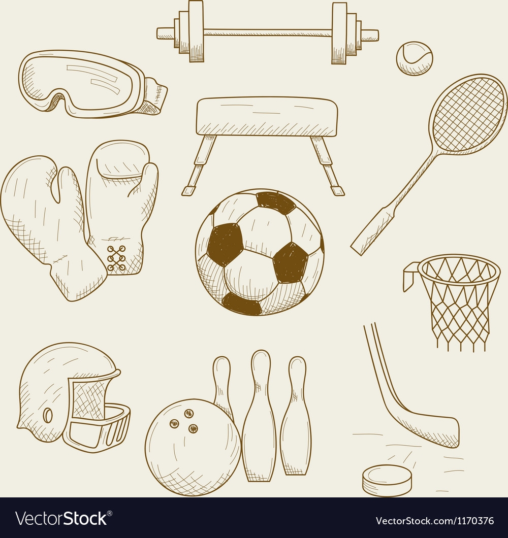 Бесшовный рисунок спортивного инвентаря векторные иллюстрации | Премиум векторы