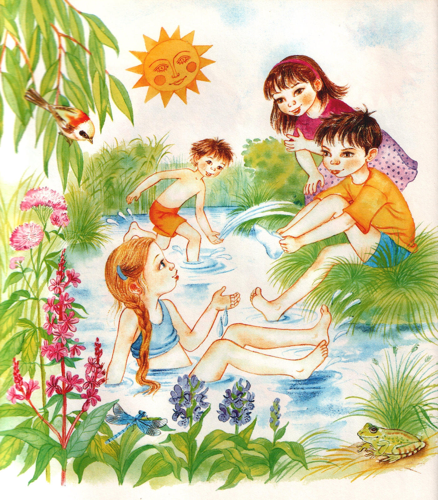 Цветы лета рассказ. Лето для дошкольников. Рисунок лето. Лето иллюстрация для детей. Лето картинки для детей.