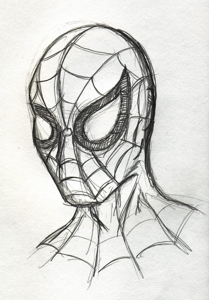 Человек паук рисунок для срисовки - 97 фото