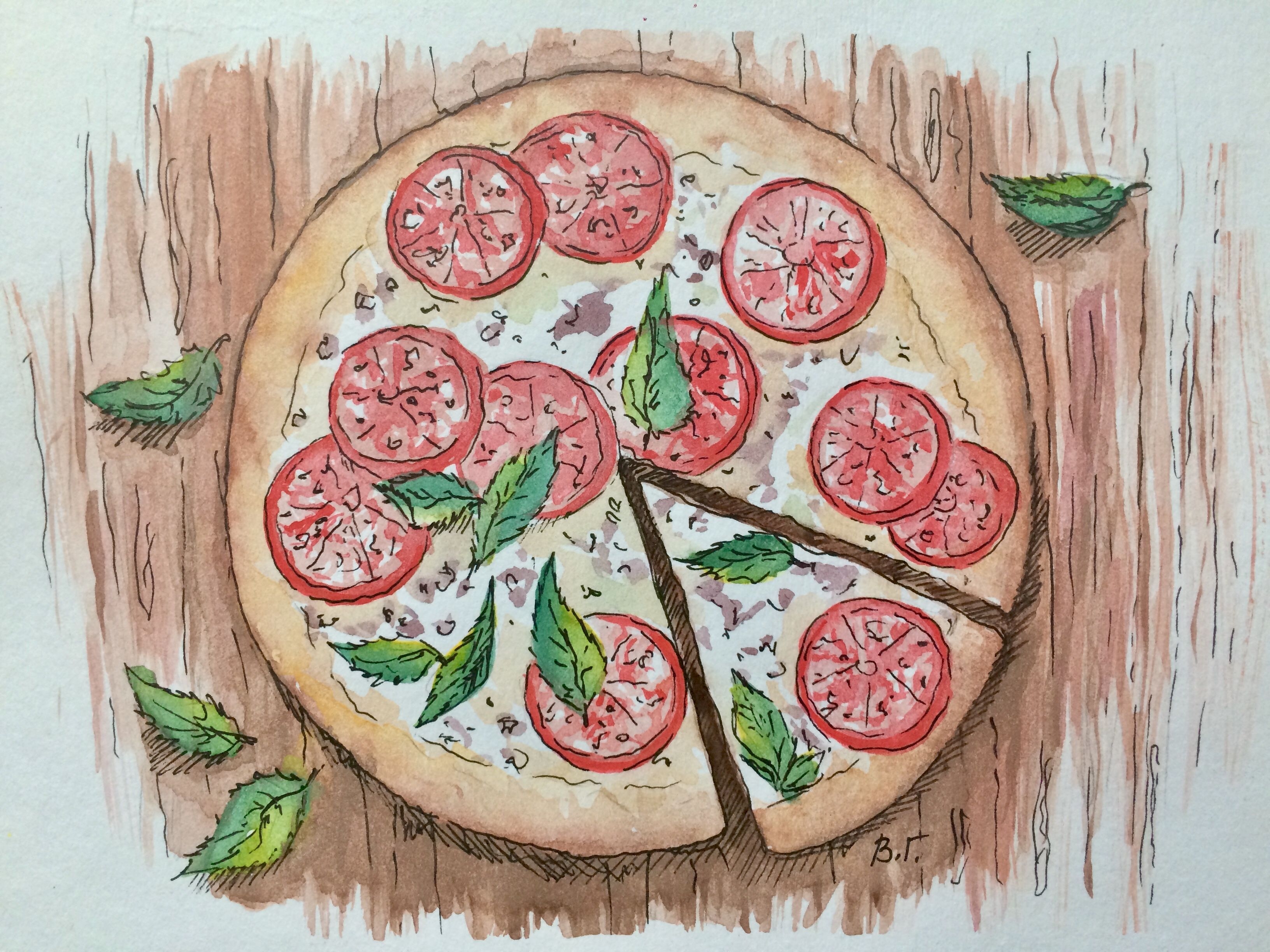 Легкий рисунок пиццы 69 фото