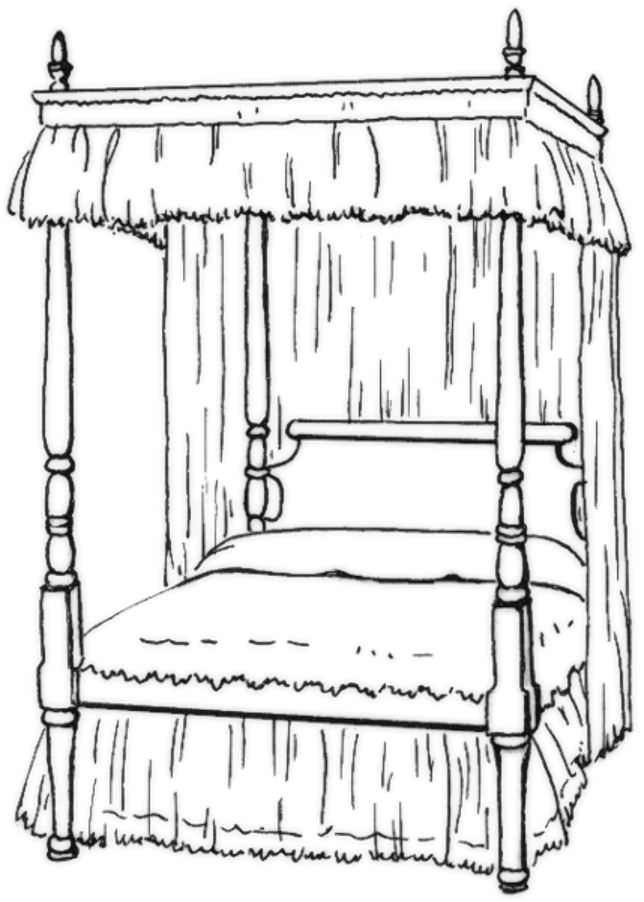 кровать с балдахином чертеж