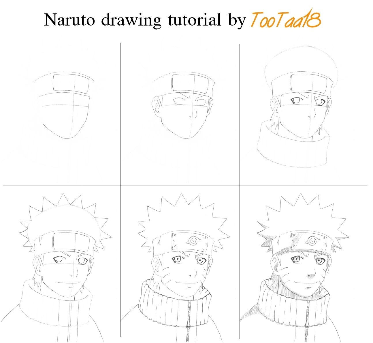 Рисование персонажей Наруто поэтапно