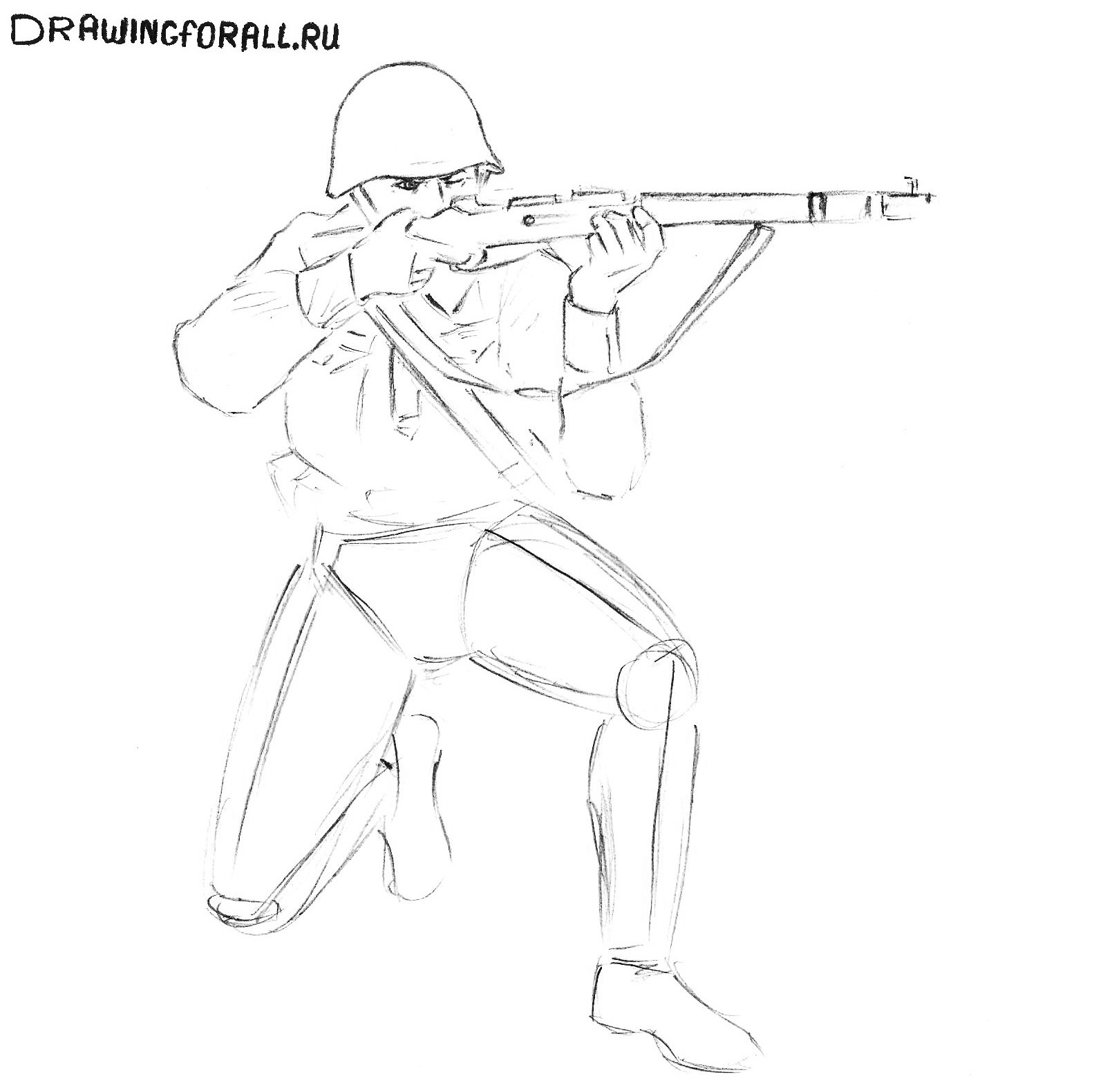рисунок солдата карандашом поэтапно