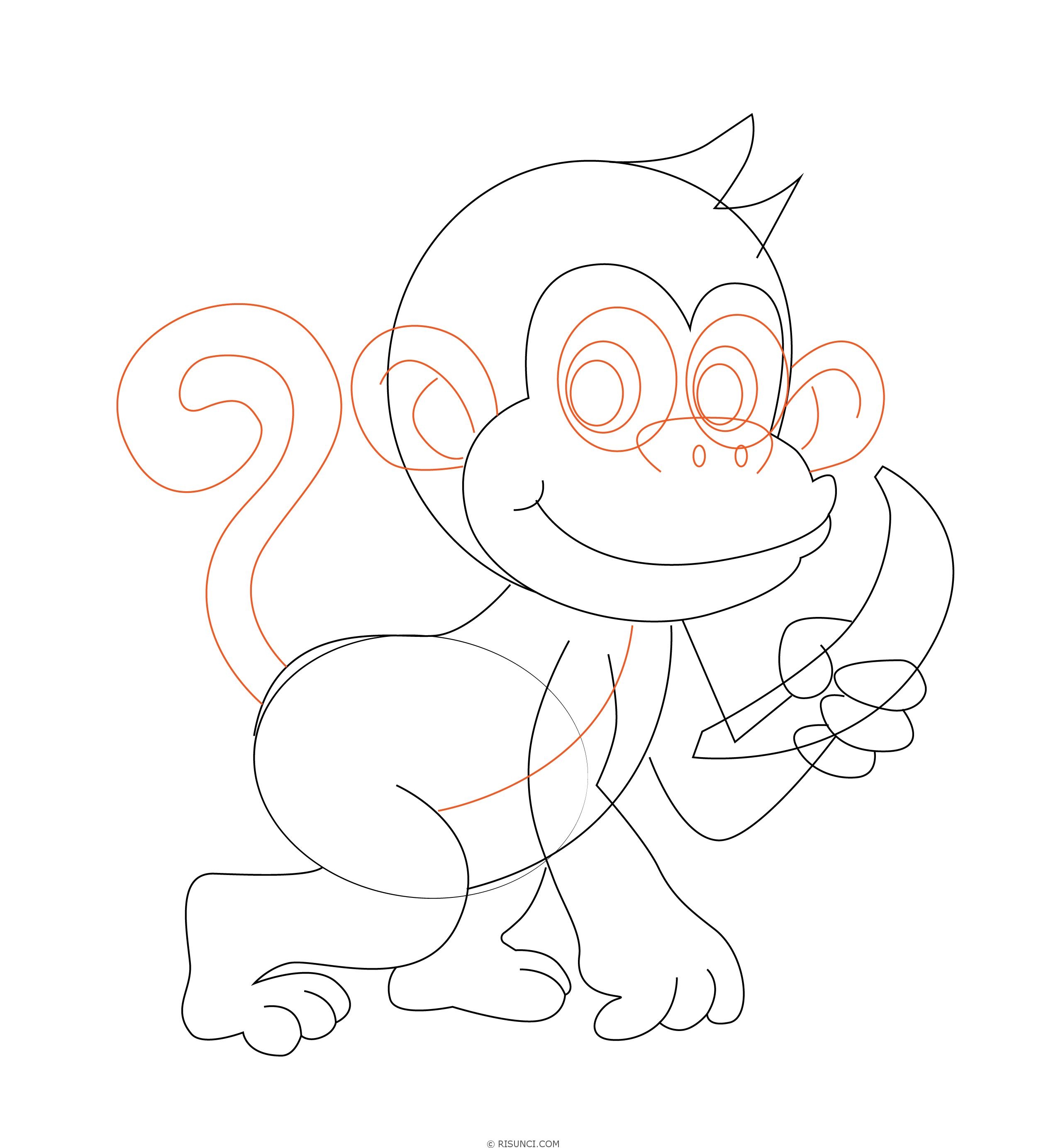 Как нарисовать мультяшную обезьяну