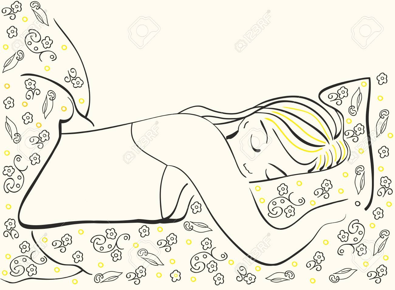 Рисунок спящей девушки