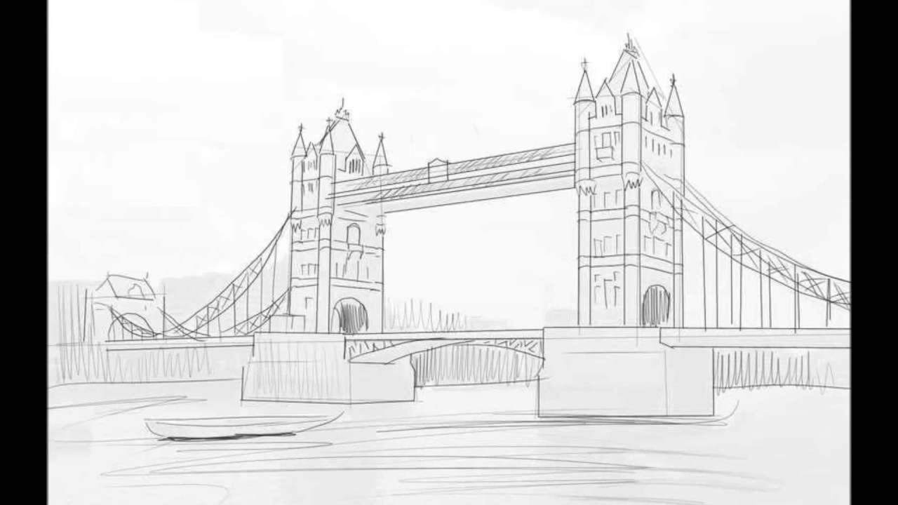 Как нарисовать мост через реку акварелью