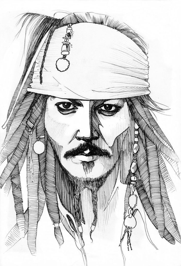 Как нарисовать Капитана Джека Воробья карандашом поэтапно