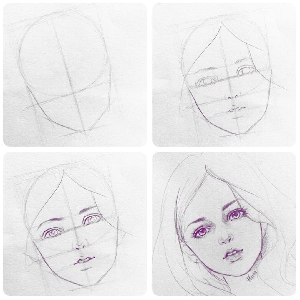 Рисунок девушки простым карандашом. Часть 1. | Рисуем вместе | Дзен