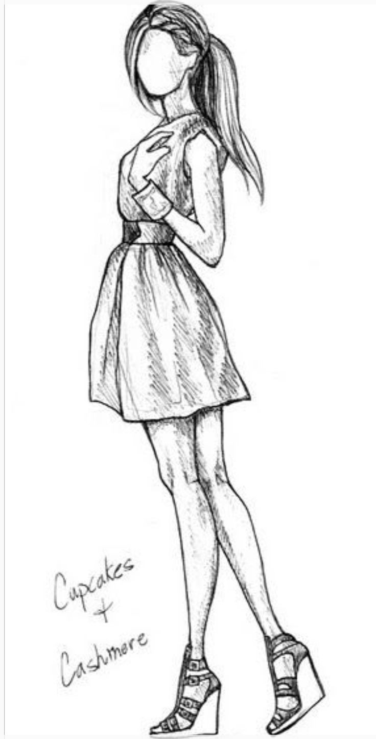 Девушка в платье рисунок карандашом