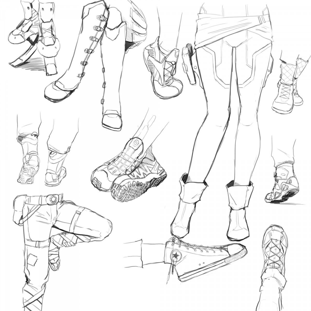 Зарисовки ног в обуви - 45 фото