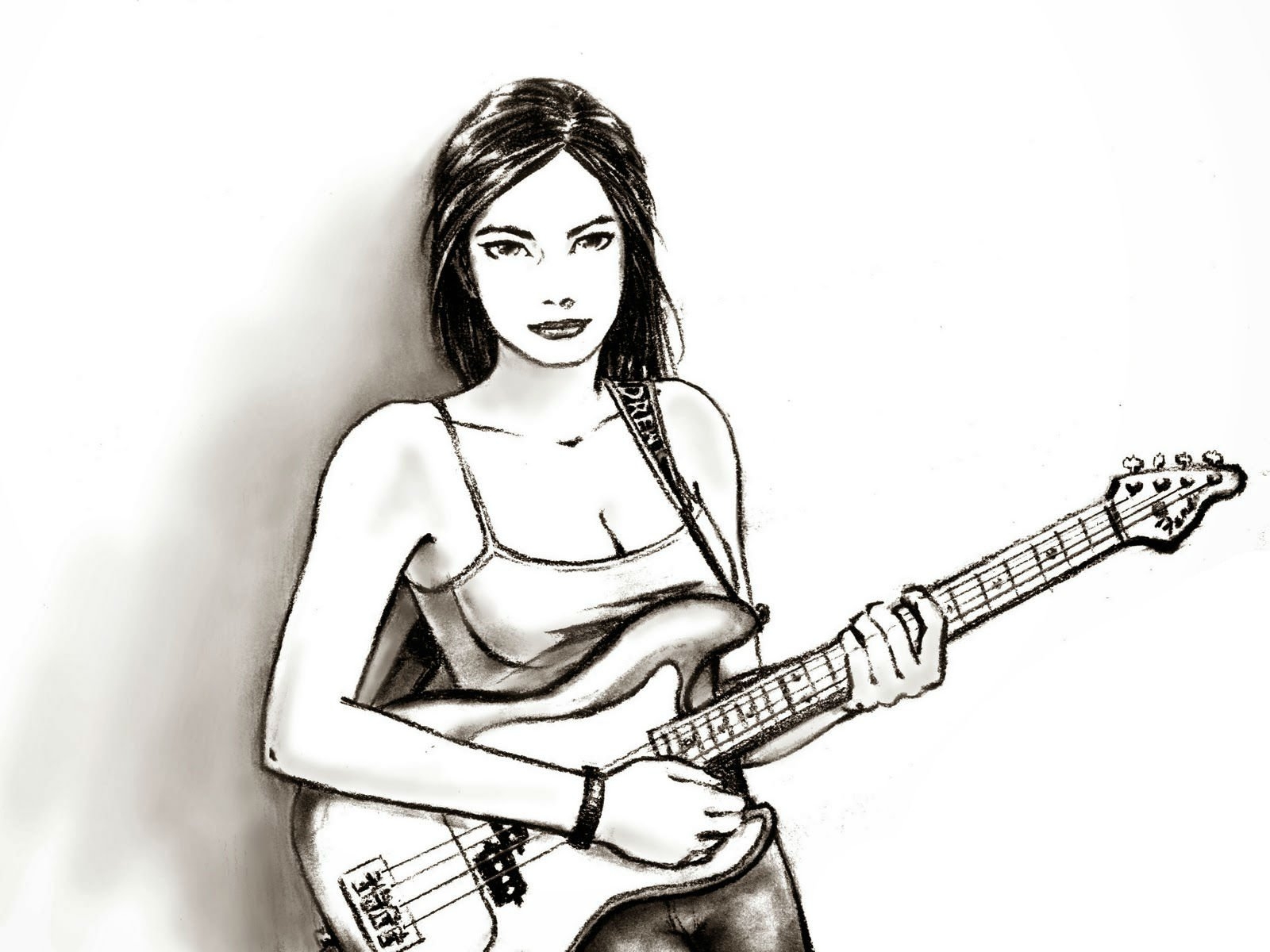 Как нарисовать девушку с гитарой