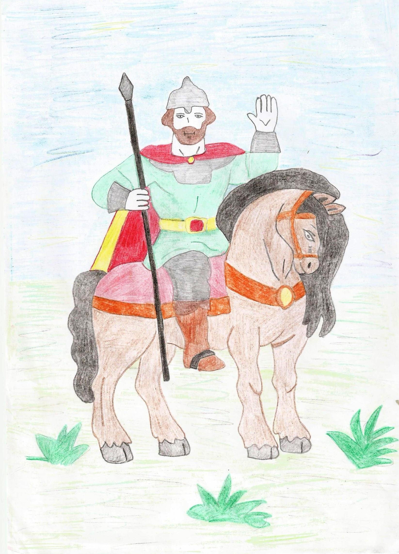 Три богатыря на конях рисунок - 66 фото