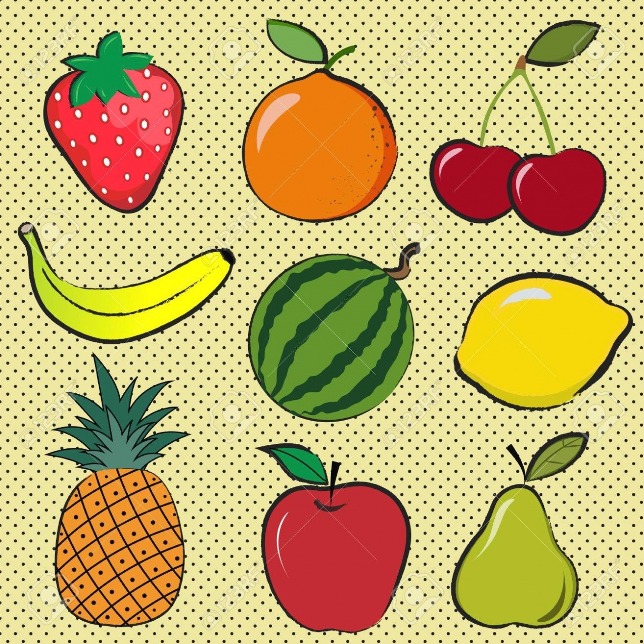 легкие рисунки для срисовки фрукты