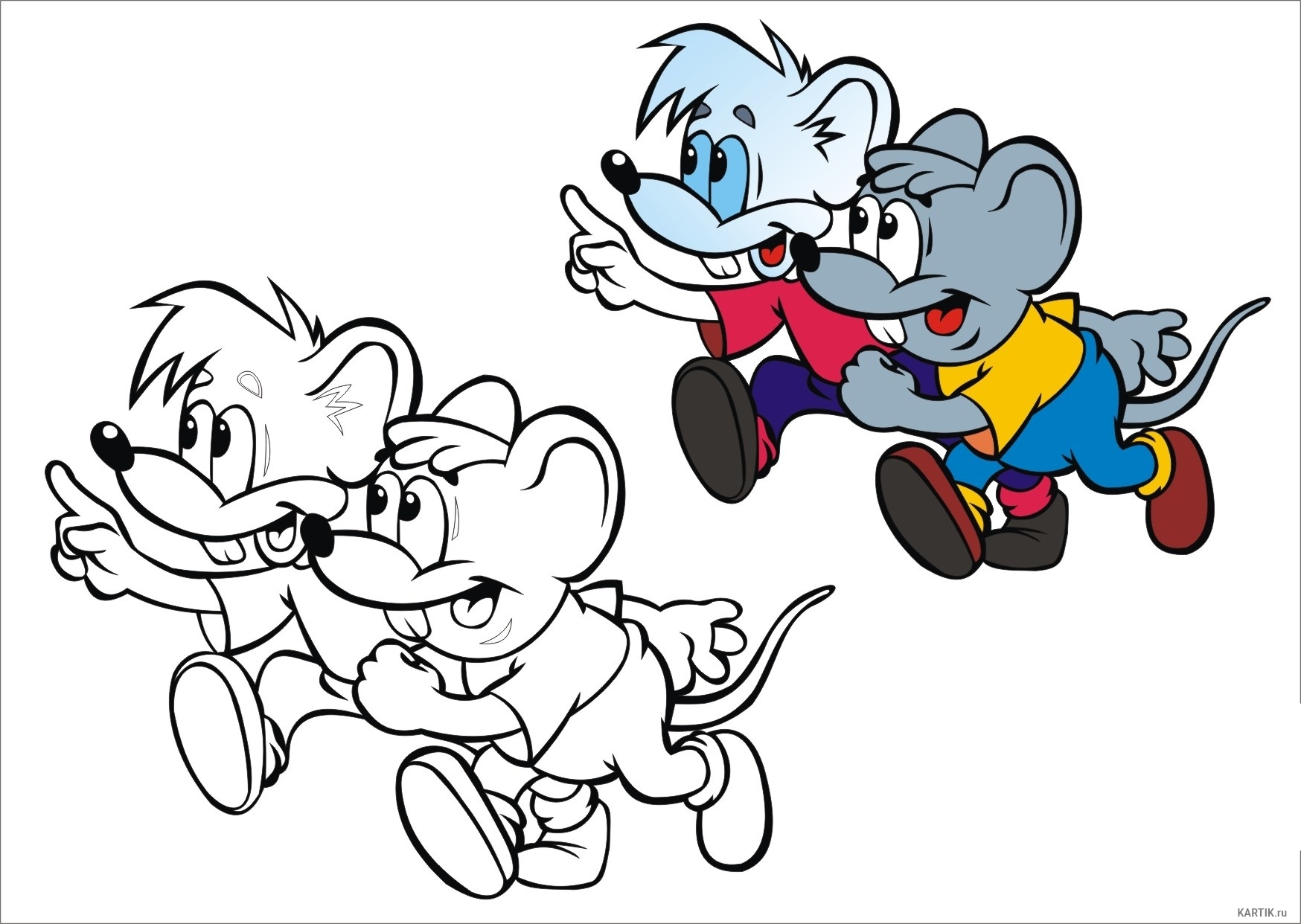 Раскраска Леопольд и мыши
