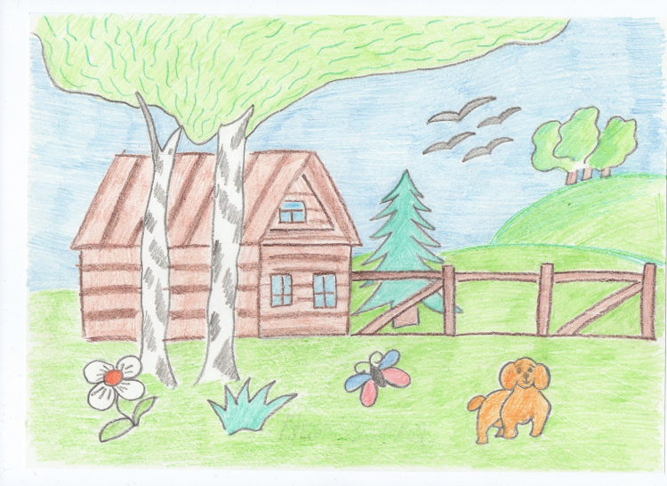 Рисунок деревня карандашом детские