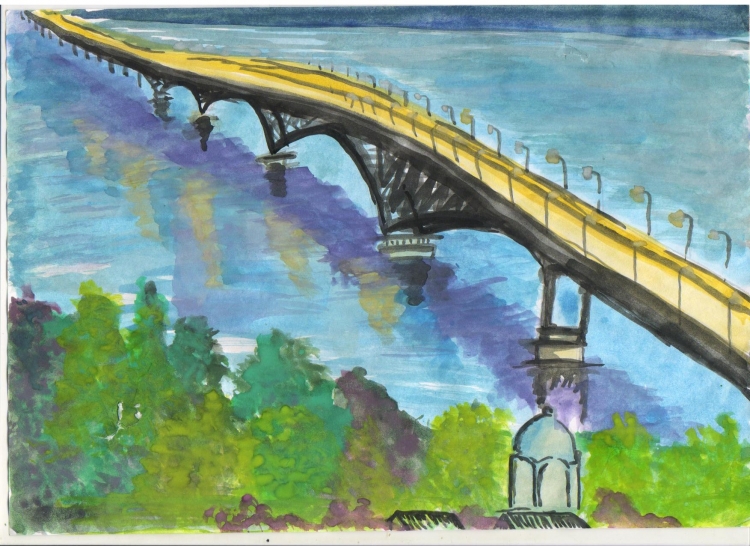 Саратовский мост рисунок детские