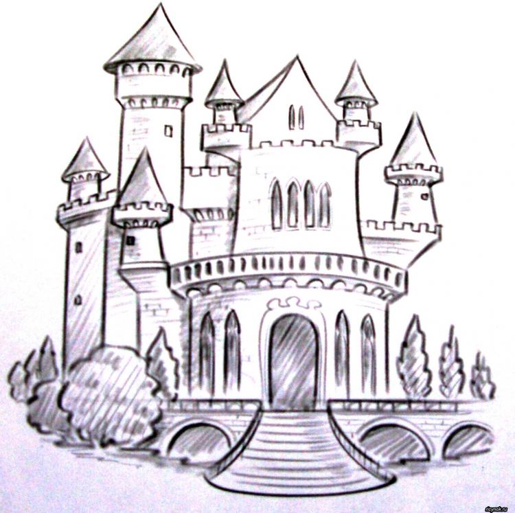Замок рисунок карандашом легкий