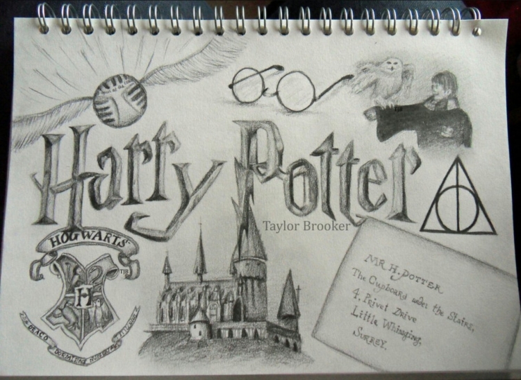 Рисунок на тему Гарри Поттер легкий