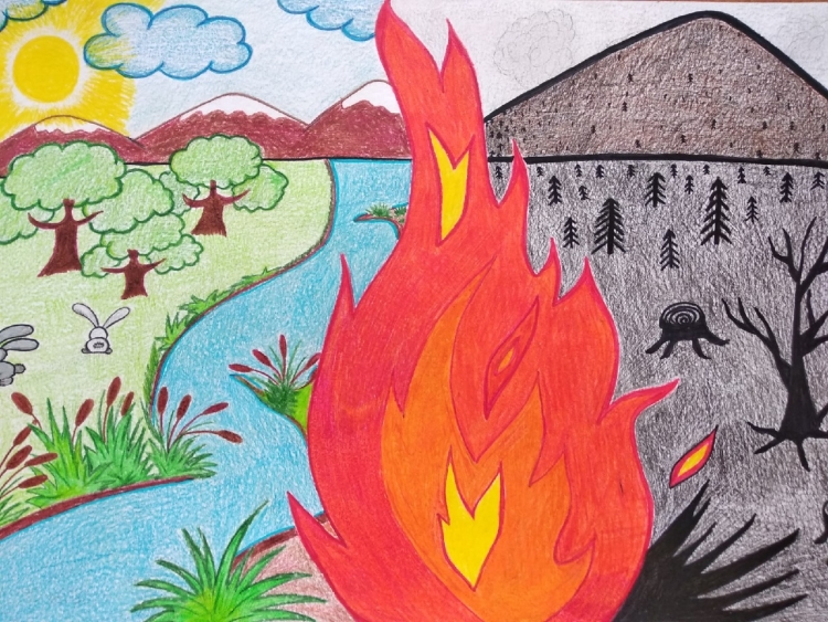 Рисунок на тему пожар легкий
