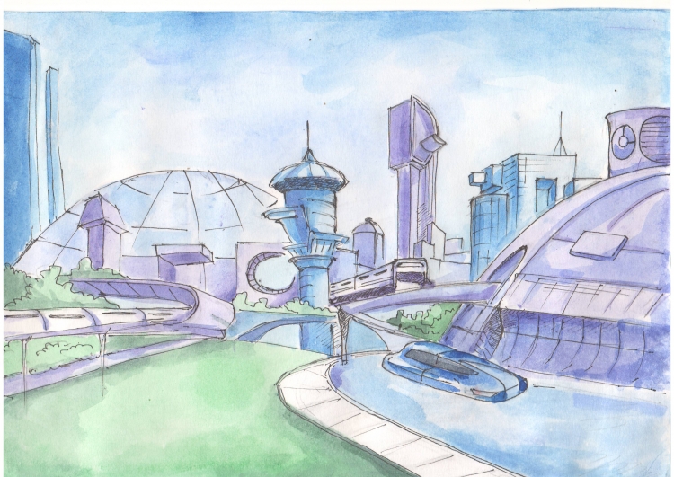 Рисунок на тему город будущего