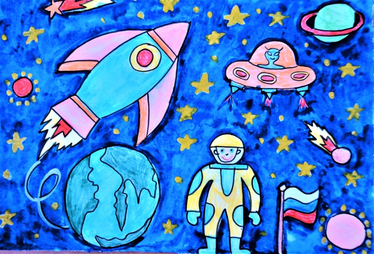 Рисунок на тему космическое путешествие