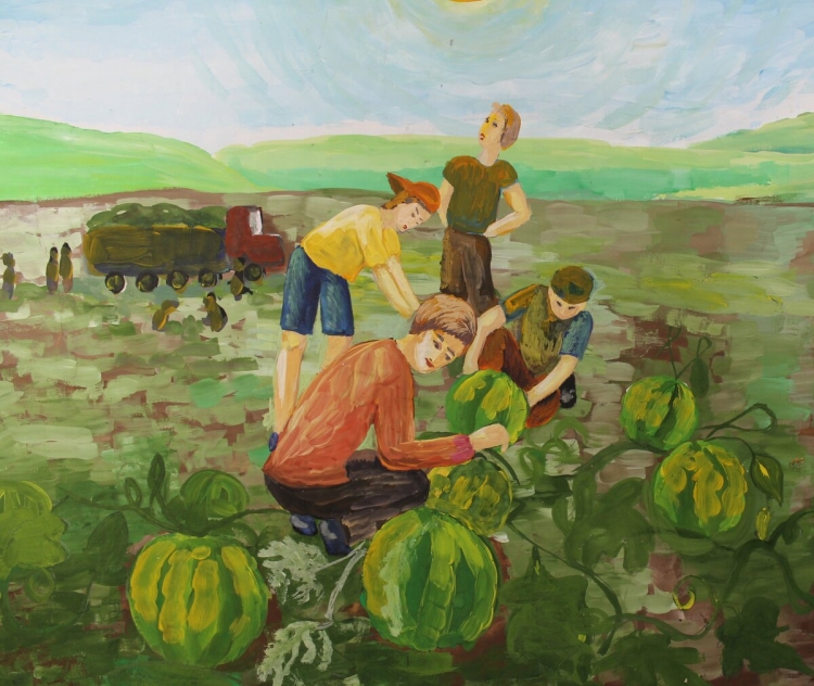 Рисунок на тему уборка урожая
