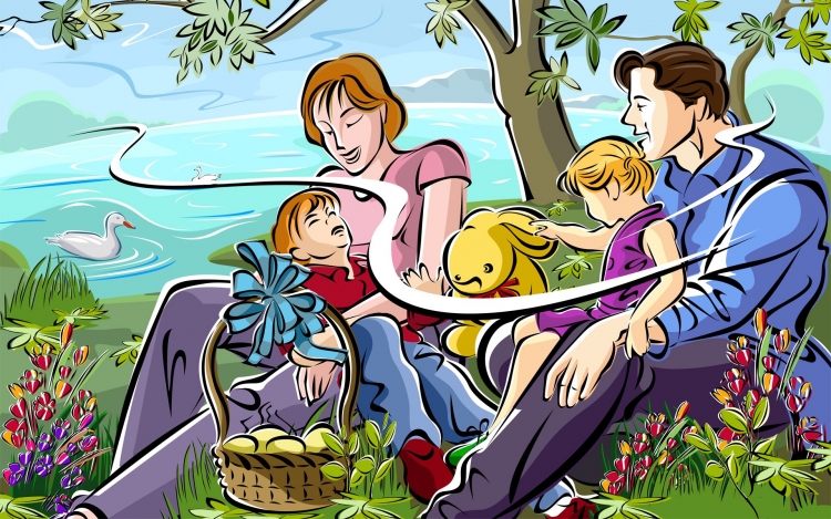 Рисунок на тему семейный отдых