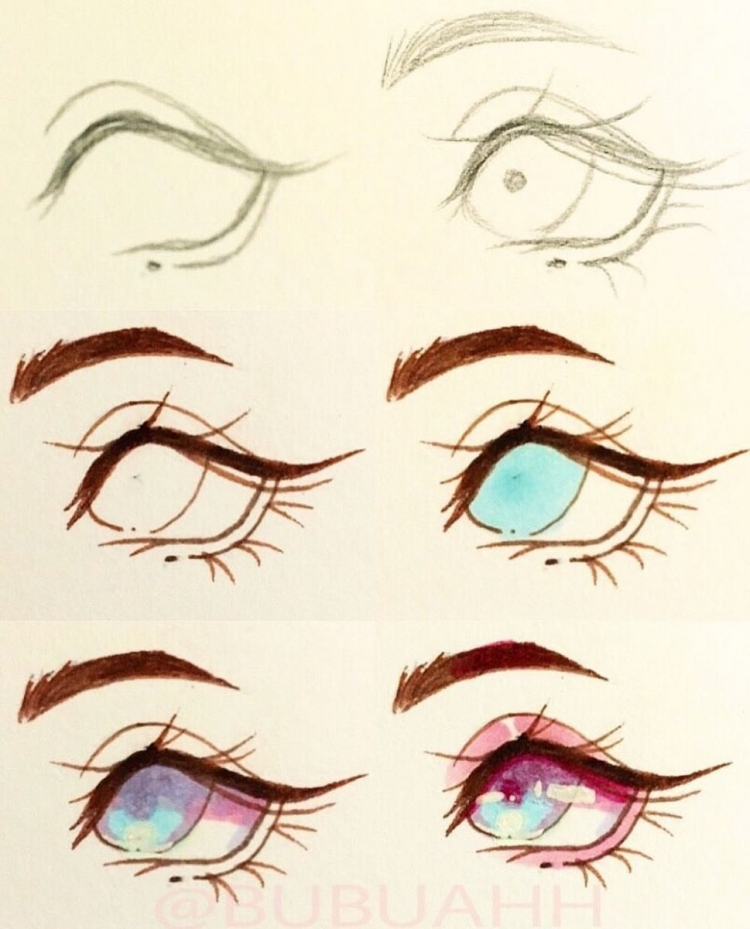 Разные стили рисования мультяшных глаз