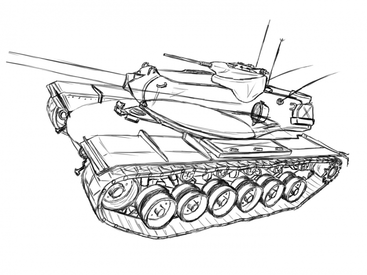 Рисунок танка карандашом