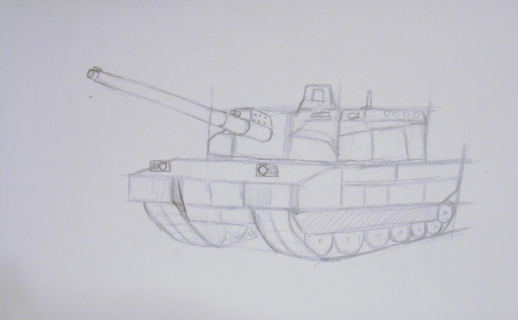 Рисунок танка гуашью
