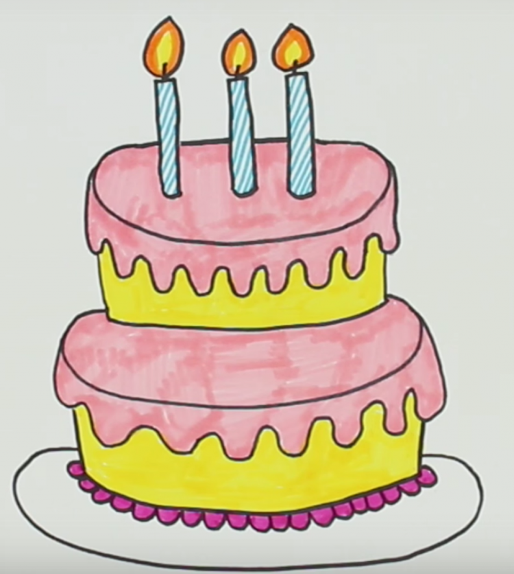 Тортик для срисовки на день рождения