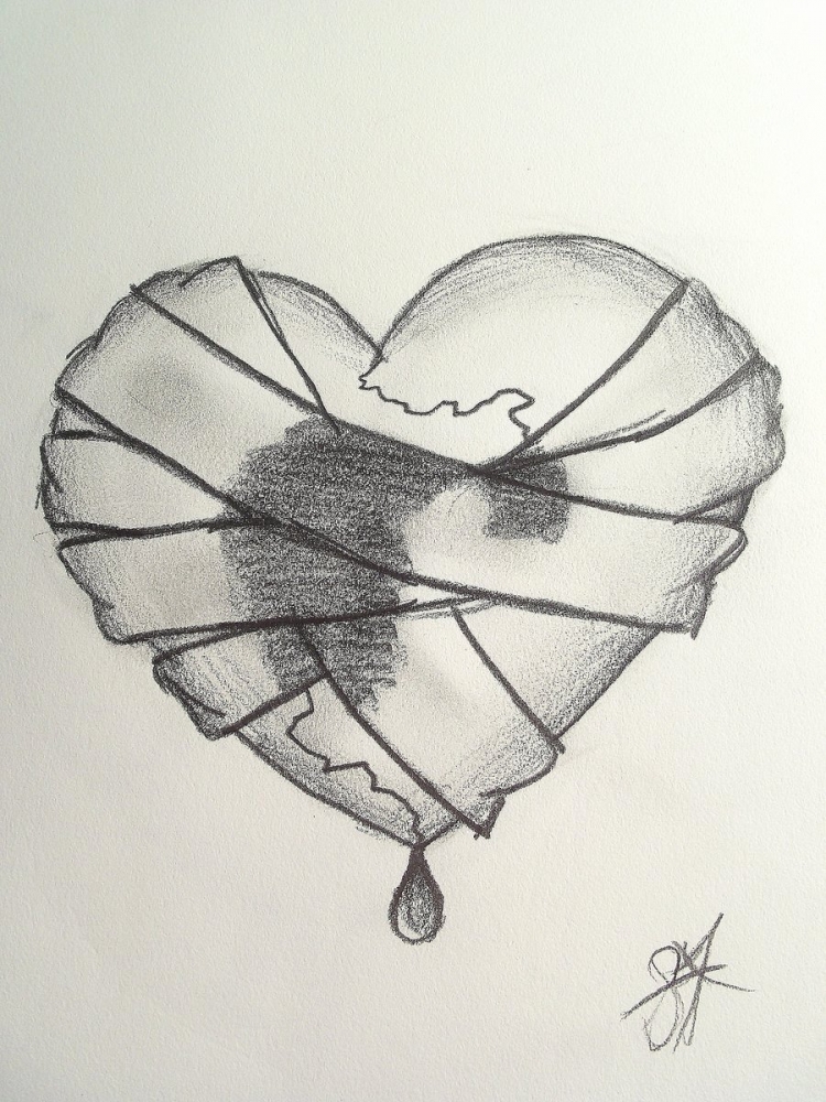 Сердце рисунок карандашом