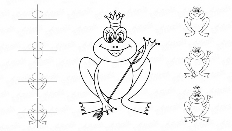 Царевна лягушка рисунок поэтапно