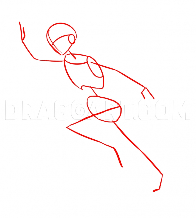 Поэтапный рисунок бегущего человека