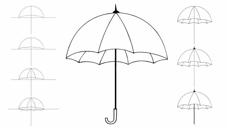 Зонт поэтапный рисунок
