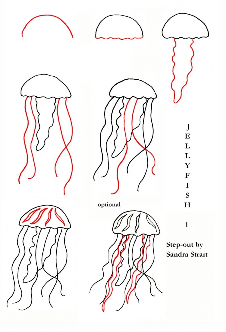 Медуза рисунок для детей поэтапно