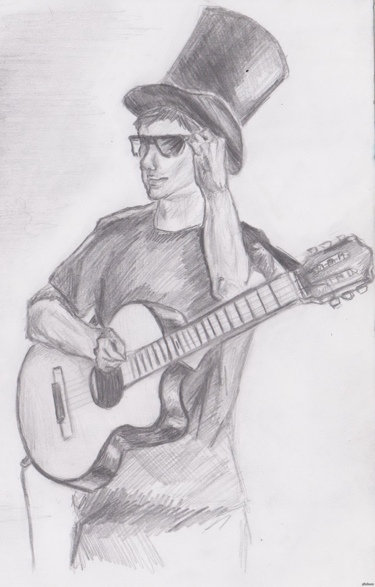 Человек с гитарой рисунок поэтапно