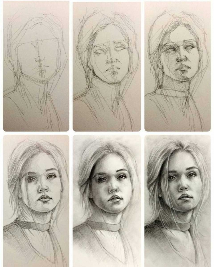 Этапы рисования лица