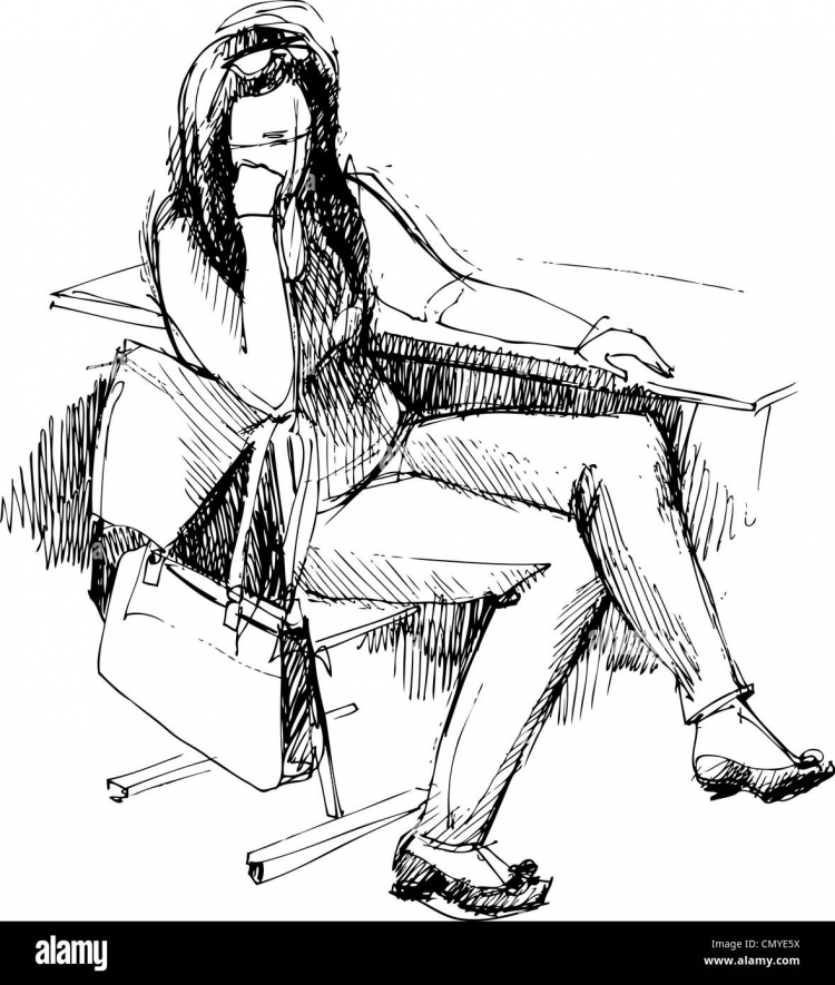 Зарисовка человека сидящего на стуле