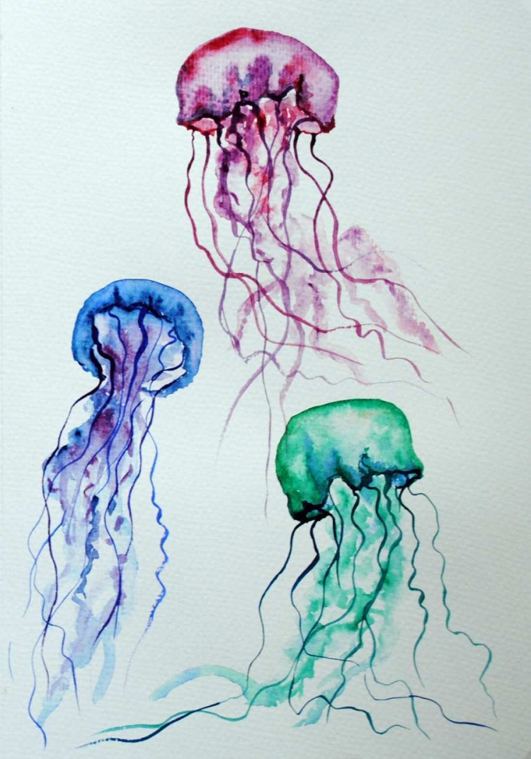 Медуза акварелью поэтапно для начинающих